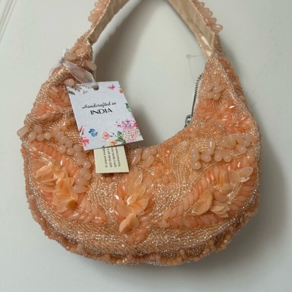 Viral made in India Handcrafted Beaded Orange Bag - Picture 2 of 3